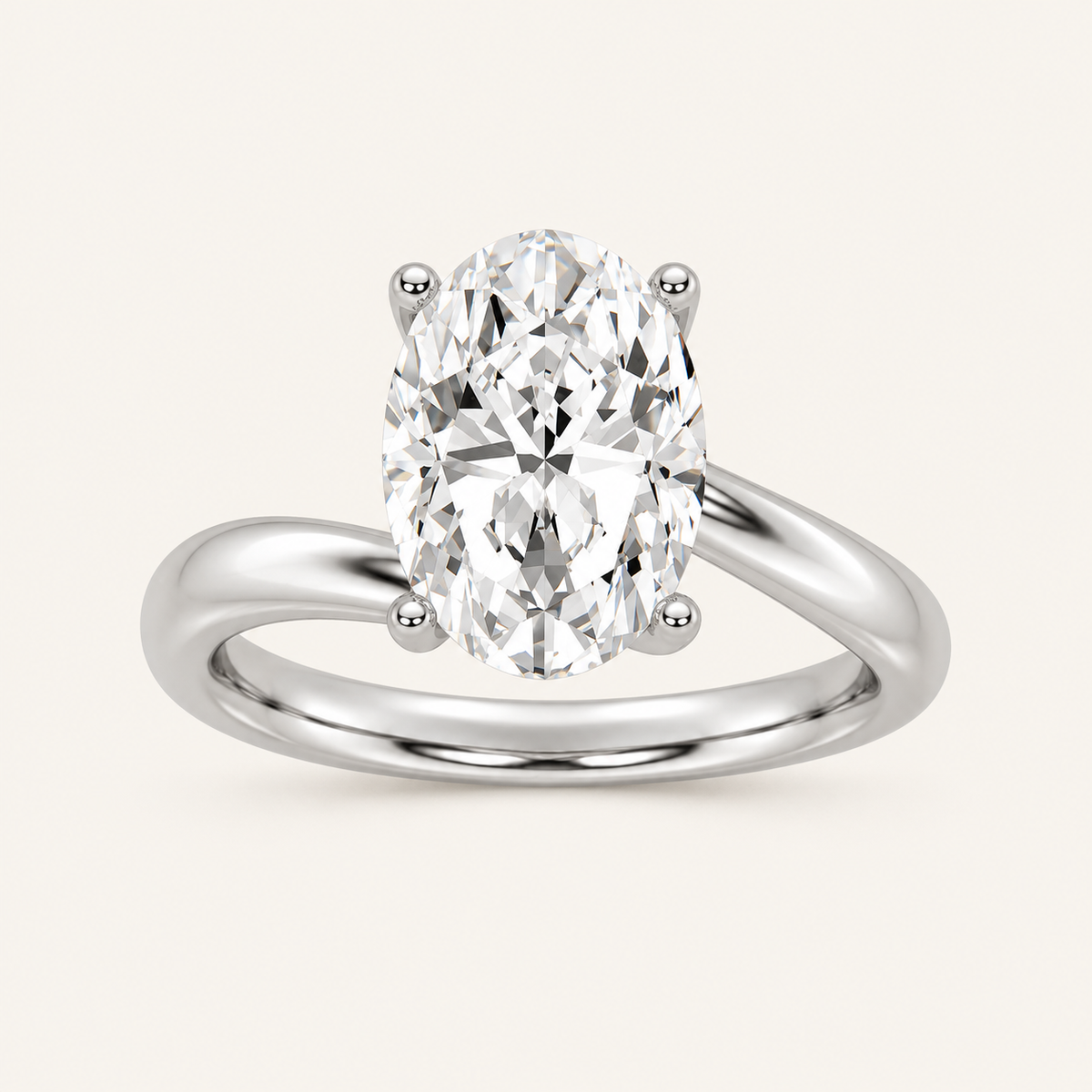 3CT Oval Cut Lab Grown Diamond Solitaire Ring