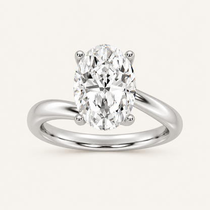 3CT Oval Cut Lab Grown Diamond Solitaire Ring