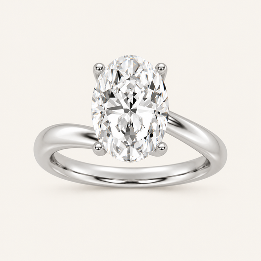 3CT Oval Cut Lab Grown Diamond Solitaire Ring