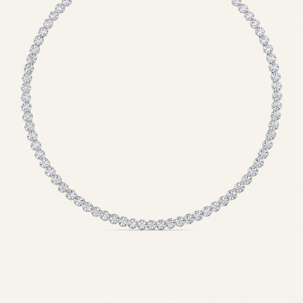 7CT Round Cut Bexel Set Tennis Necklace