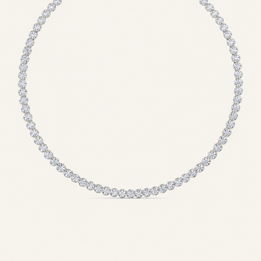 7CT Round Cut Bexel Set Tennis Necklace