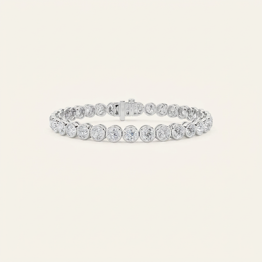 10CT Round Cut Lab Grown Diamond Bezel Set Tennis Bracelet