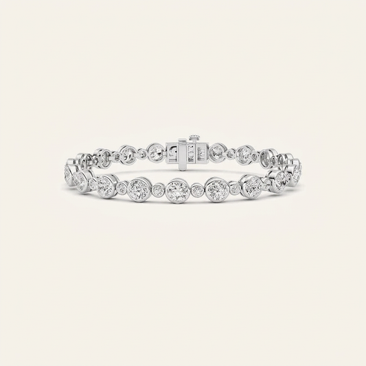9CT Round Cut Lab Grown Diamond Bezel Set Bracelet