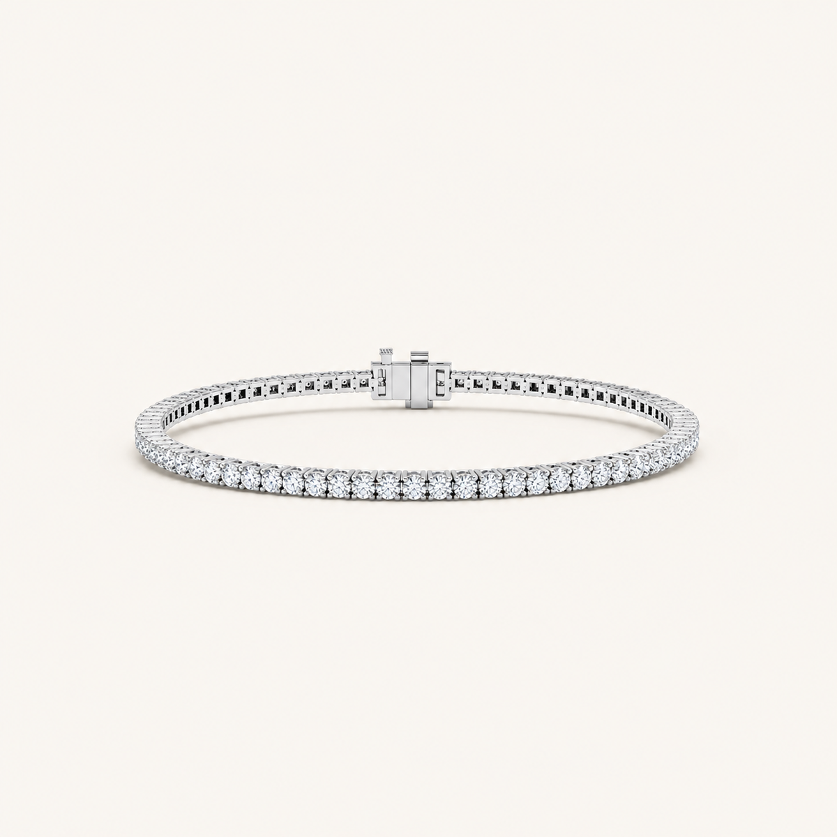 3CT Round Cut Lab Grown Diamond Four Prong Tennis Bracelet