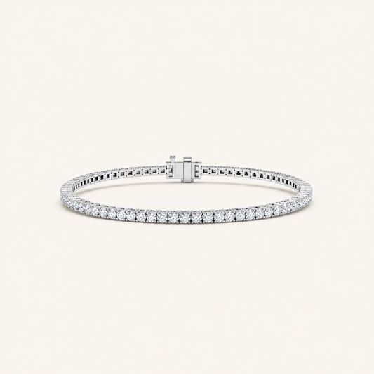 3CT Round Cut Lab Grown Diamond Four Prong Tennis Bracelet