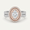 2 CT Oval Cut Lab Grown Diamond Halo Side Stone Ring