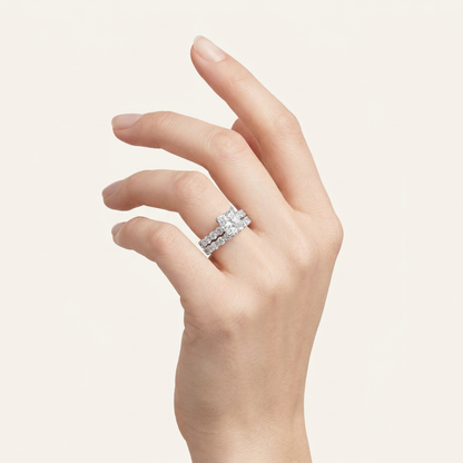6.00CT Princess Cut Lab Grown Diamond Bridal Set