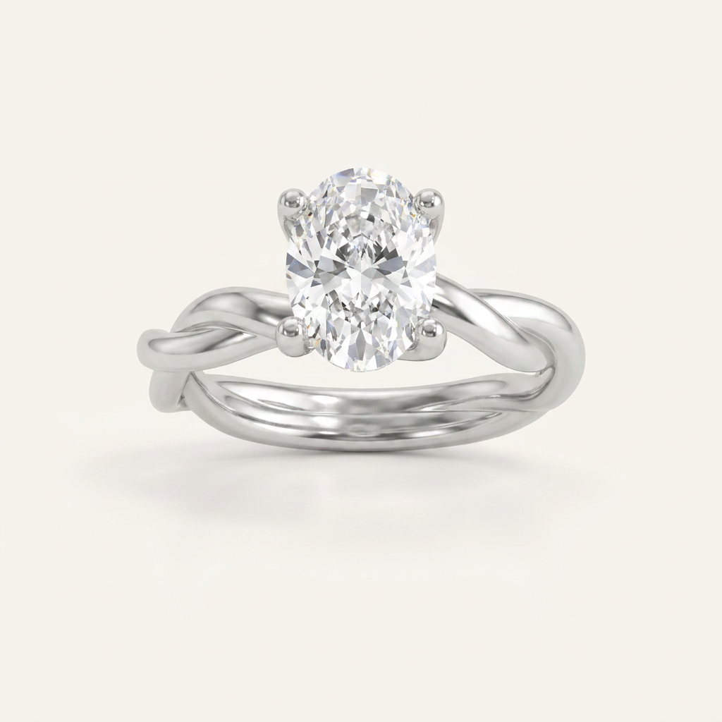 1CT Oval Cut Lab Grown Diamond Solitaire Ring