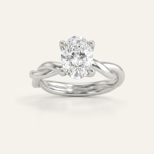 1CT Oval Cut Lab Grown Diamond Solitaire Ring