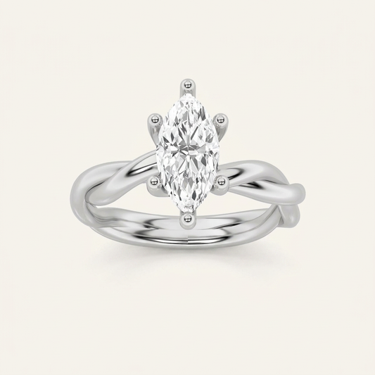 1CT Marquise Cut Lab Grown Diamond Solitaire Ring