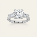 3CT Round Cut Lab Grown Diamond Three Stone Ring