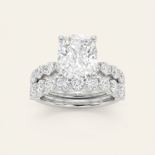 6.00CT Cushion Cut Lab Grown Diamond Bridal Set