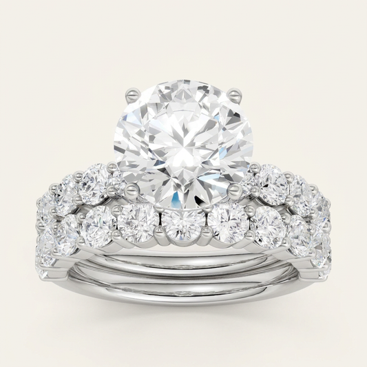 6.00CT Round Cut Lab Grown Diamond Bridal Set