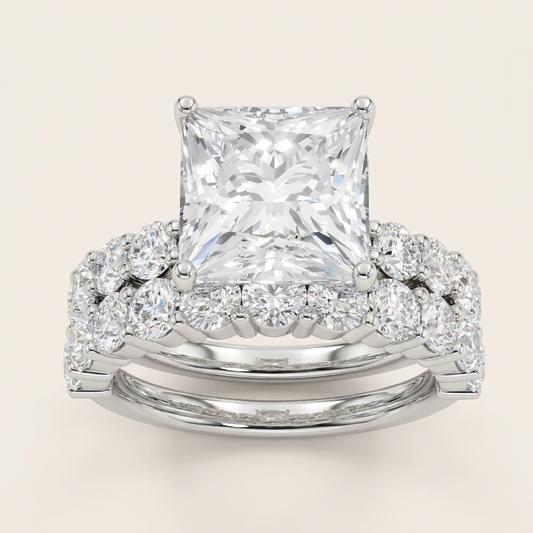 6.00CT Princess Cut Lab Grown Diamond Bridal Set