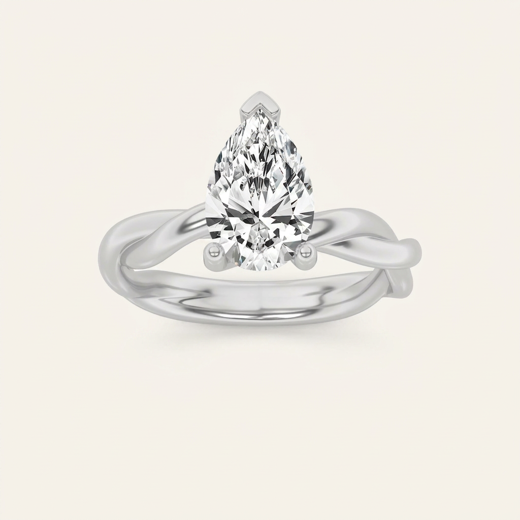 2CT Pear Cut Lab Grown Diamond Solitaire Ring
