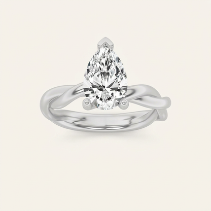 2CT Pear Cut Lab Grown Diamond Solitaire Ring