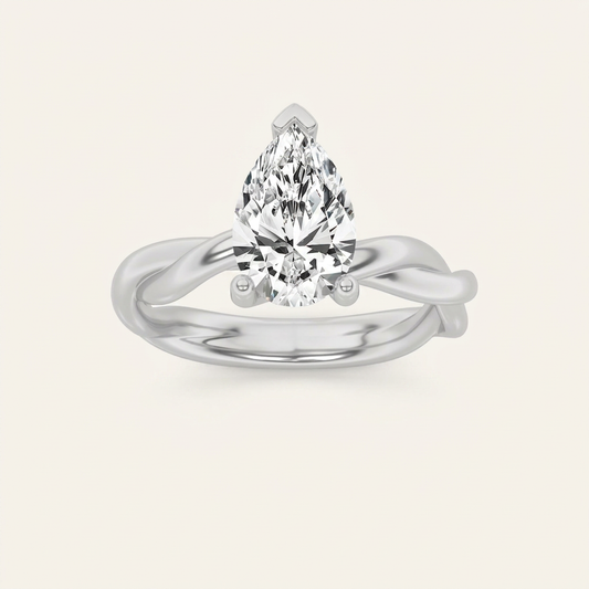 2CT Pear Cut Lab Grown Diamond Solitaire Ring