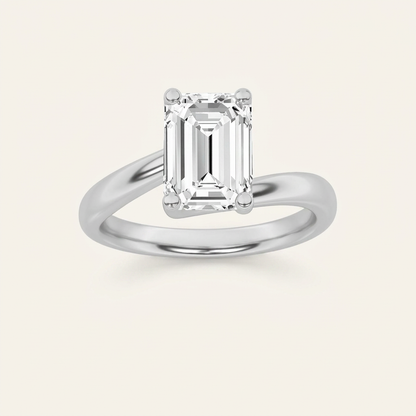 3CT Emerald Cut Lab Grown Diamond Solitaire Ring