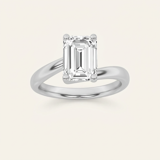 2CT Emerald Cut Lab Grown Diamond Solitaire Ring