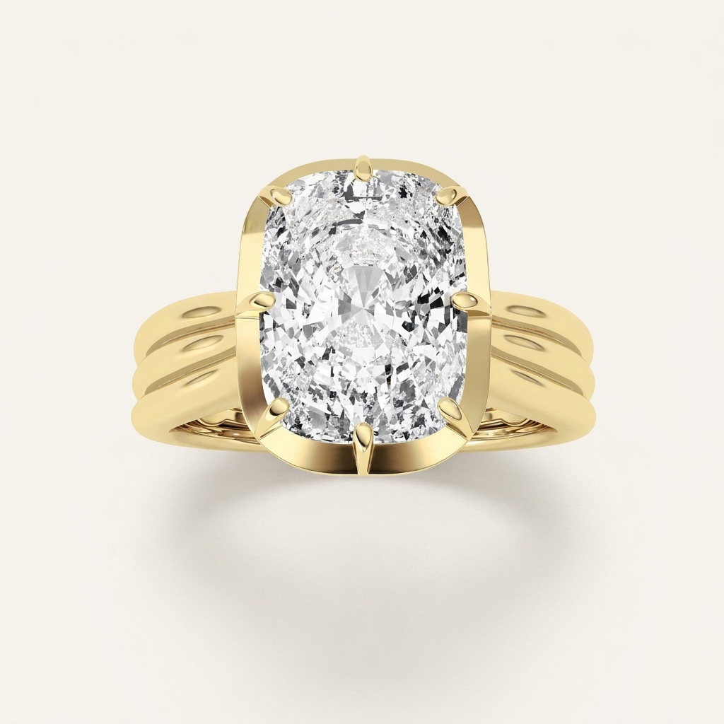 3CT Elongated Cushion Cut Lab Grown Diamond Solitaire Ring