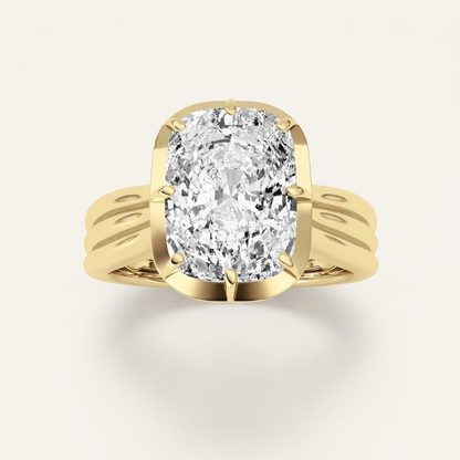 3CT Elongated Cushion Cut Lab Grown Diamond Solitaire Ring