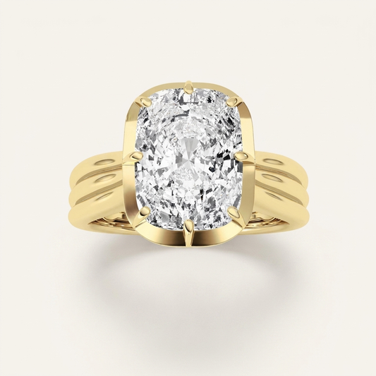 3CT Elongated Cushion Cut Lab Grown Diamond Solitaire Ring