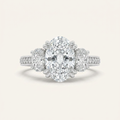 3CT Oval Cut Lab Grown Diamond Three Stone Side Stone Ring