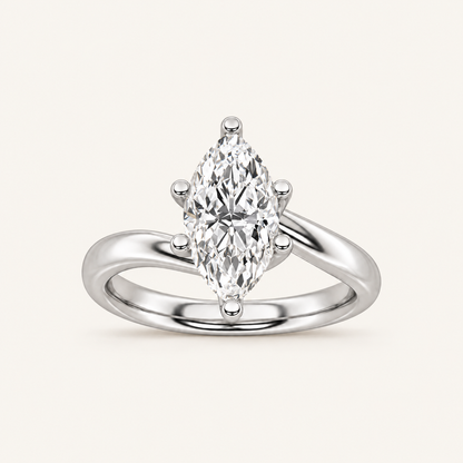2CT Marquise Cut Lab Grown Diamond Solitaire Rings