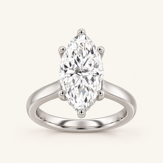 4CT Marquise Cut Lab Grown Diamond Solitaire Ring