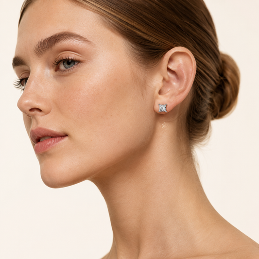 2.00 CT Princess Cut Lab Diamond  Diamond Earrings