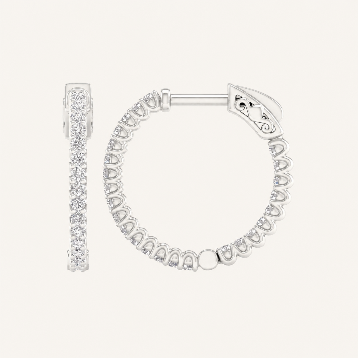 1.00CT Round Cut Lab Grown Diamond Hoop Earring