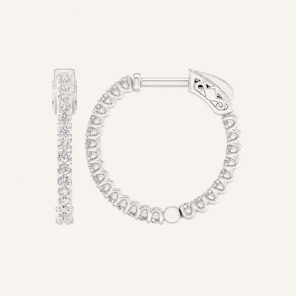 1.00CT Round Cut Lab Grown Diamond Hoop Earring