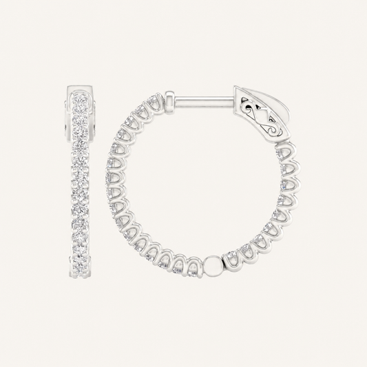 1.00CT Round Cut Lab Grown Diamond Hoop Earring