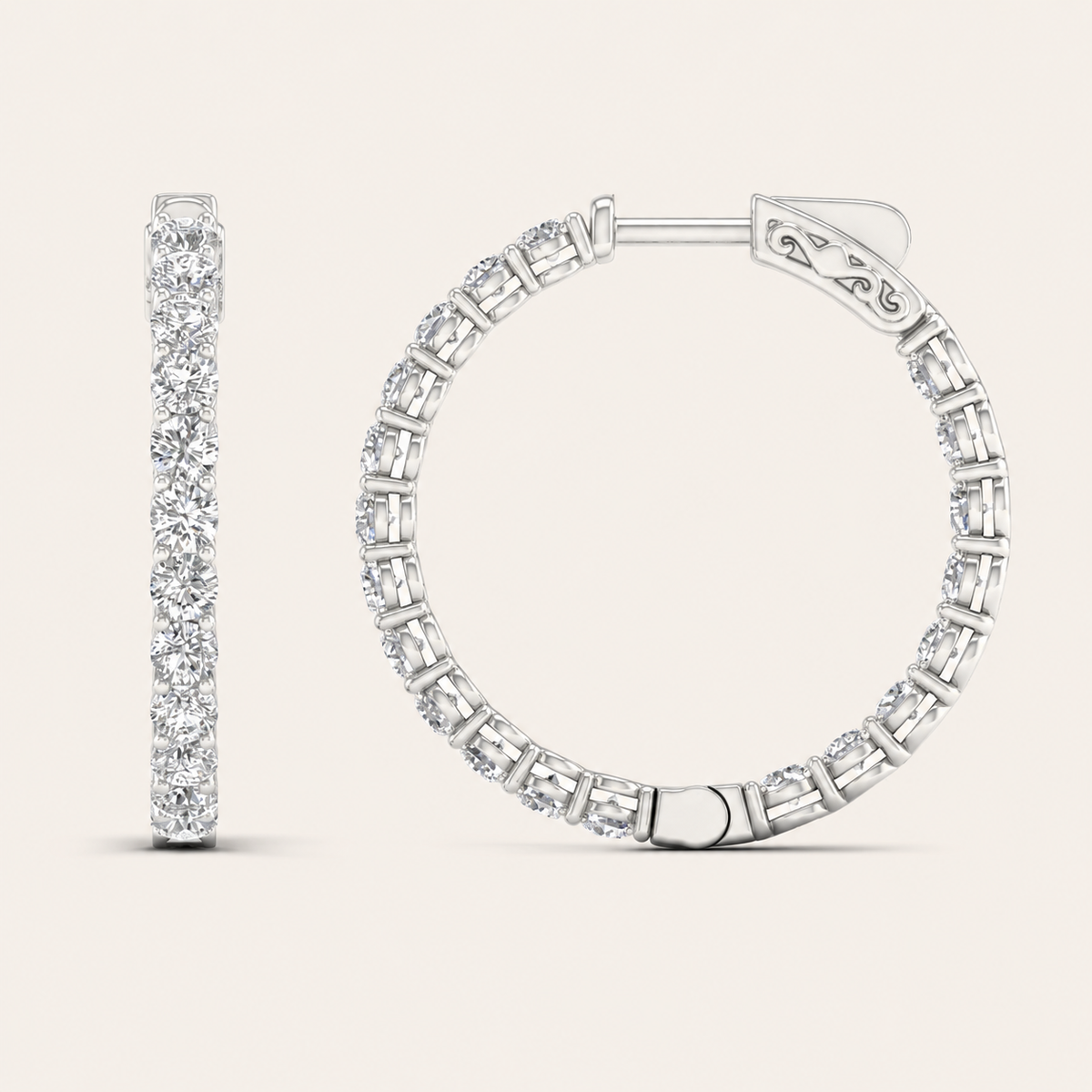 4.00CT Round Cut Lab Grown Diamond Hoop Earring