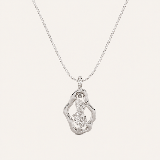 1CT Oval and Pear Cut Lab Grown Diamond Organic Design Pendant Necklace