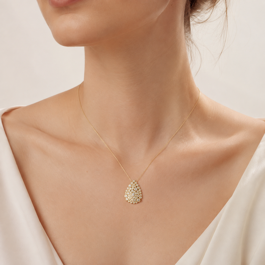 2.5CT Round Cut Lab Grown Diamond Bezel set Bubble Pendant Necklace