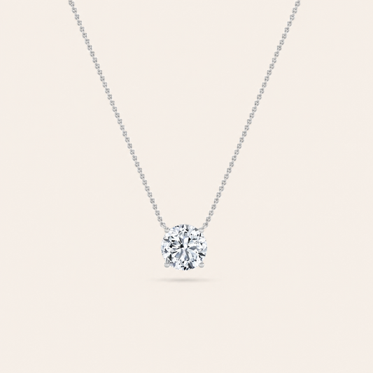 2.5CT Round Cut Lab Grown Diamond Pendant Necklace