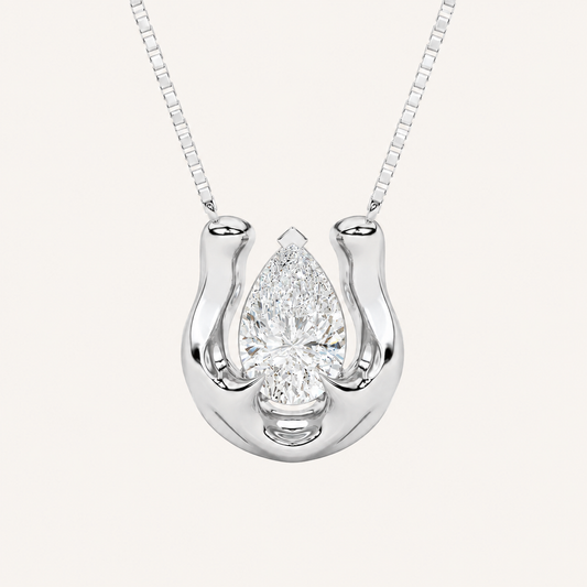 1CT Pear Cut Lab Grown Diamond Pendant Necklace