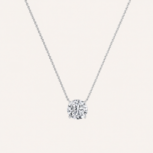 3CT Round Cut Lab Grown Diamond Pendant Necklace