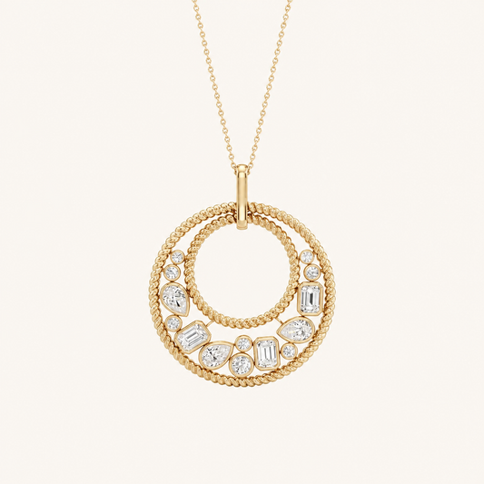 2CT Emerald Cut Lab Grown Diamond Bezel set Bubble Pendant Necklace