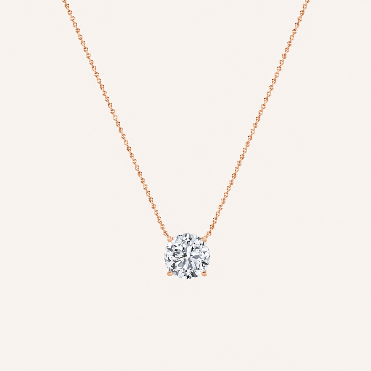 0.25CT Round Cut Lab Grown Diamond Solitaire Necklace Pendant