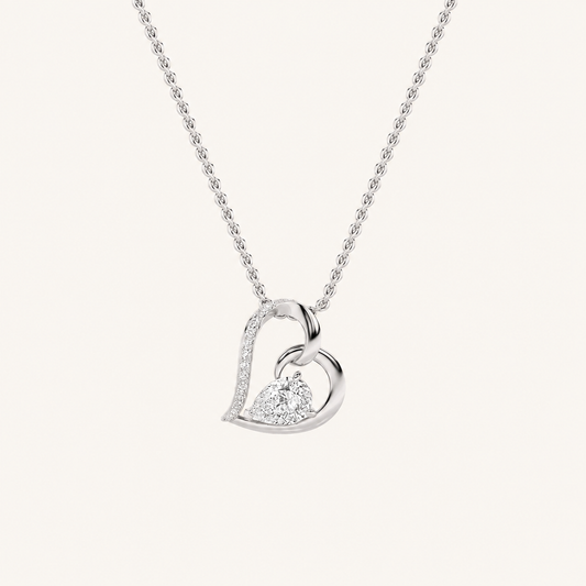2CT Pear Cut Lab Grown Diamond Heart Shaped Pendant Necklace