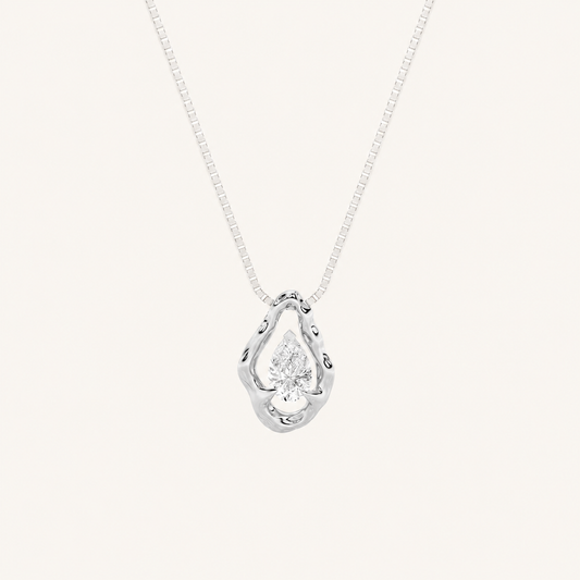 1CT Pear Cut Lab Grown Diamond Organic Design Solitaire Pendant Necklace
