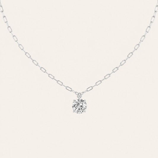 2CT Round Cut Lab Grown Diamond Strata Chic Collection Necklace Pendant