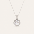 3CT Round Cut Lab Grown Diamond Halo Pendant Necklace