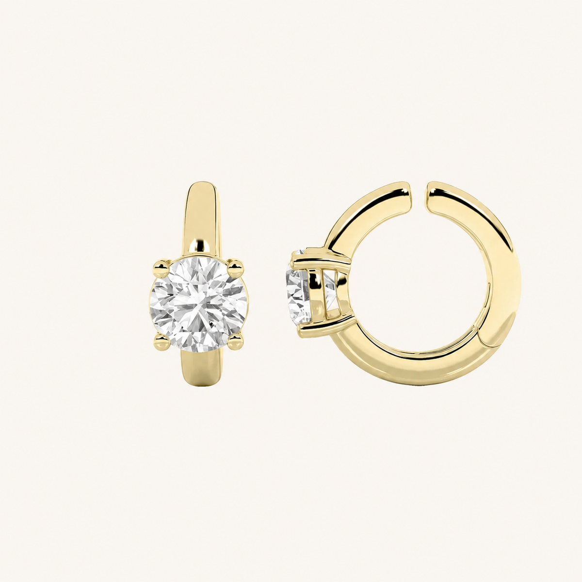 0.50CT Round Cut Lab Grown Diamond Huggie Cuff Earrings