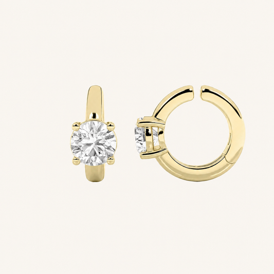 0.50CT Round Cut Lab Grown Diamond Huggie Cuff Earrings