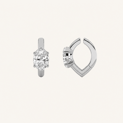 0.50CT Oval Cut Lab Grown Diamond Huggie Cuff Earrings