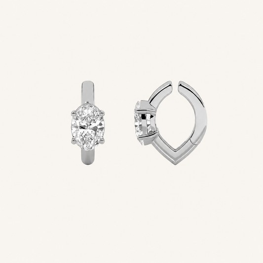 0.50CT Oval Cut Lab Grown Diamond Huggie Cuff Earrings