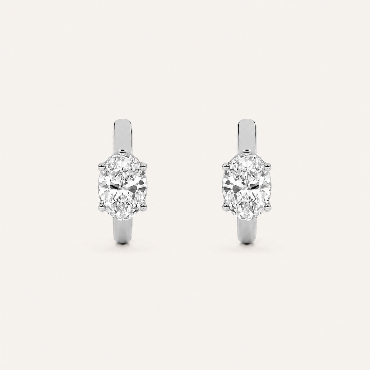 0.50CT Oval Cut Lab Grown Diamond Huggie Cuff Earrings